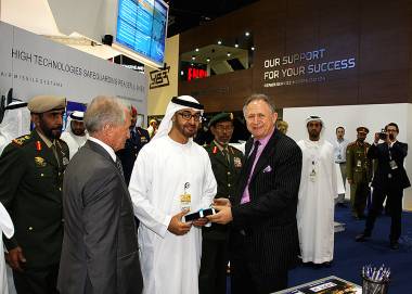 His Highness, General Sheikh Mohammed bin Zayed Al Nahyan, Crown Prince of Abu Dhabi and Deputy Supreme Commander of the UAE Armed Force at the Exhibition Stand of EODH